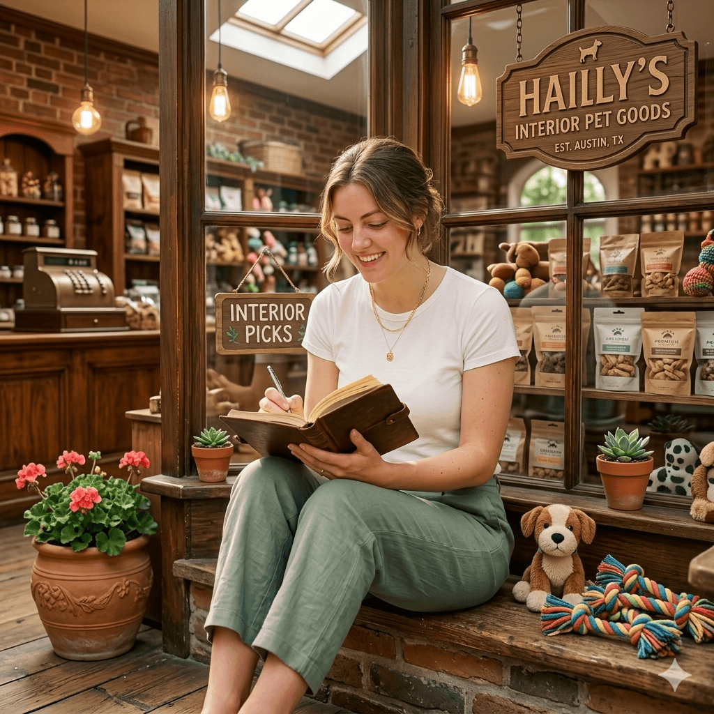 Hailey writing in her petshop